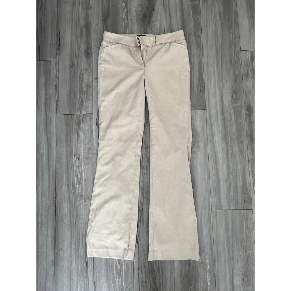 Theory The Slim Flare Beige Textured Trousers Pants Size 2 Neutral Office Wear